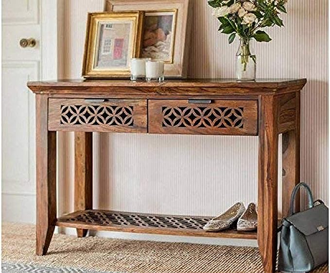 Solid Sheesham Wood Console Table for Living Room