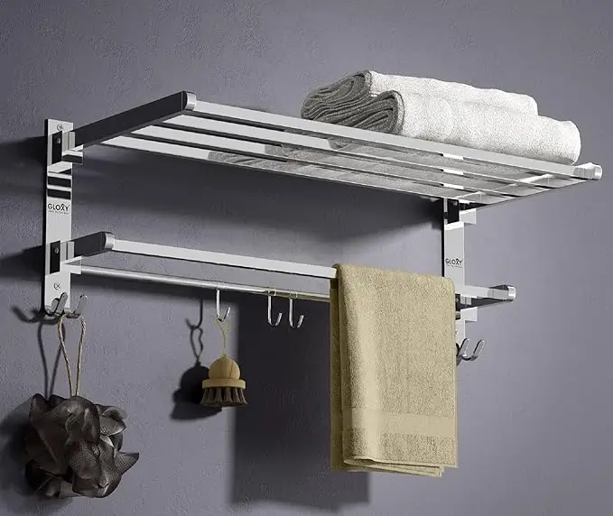 Gloxy Stainless Steel Folding 24 Inches Towel Rack for Bathroom