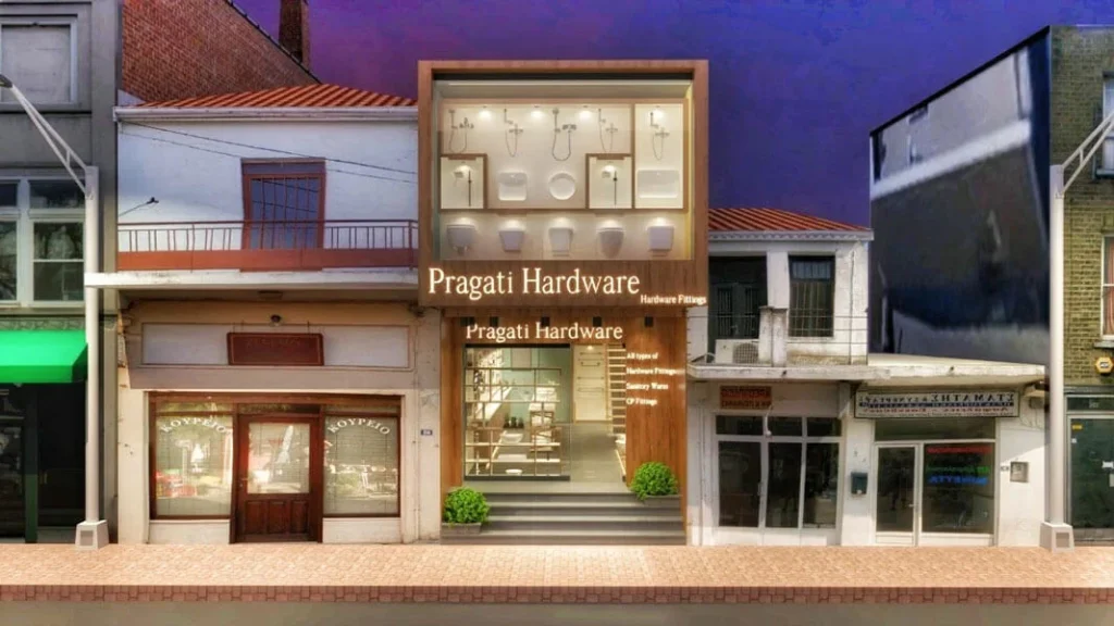 Retail showroom design exterior view of the retail showroom