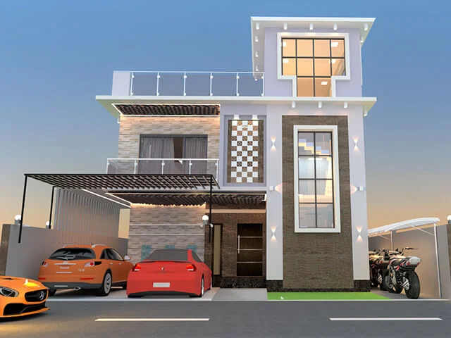 Bungalow Front View Without Gates