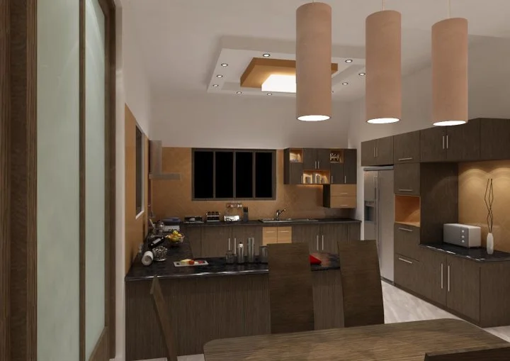Bungalow Kitchen with tall unit and Dining Interior