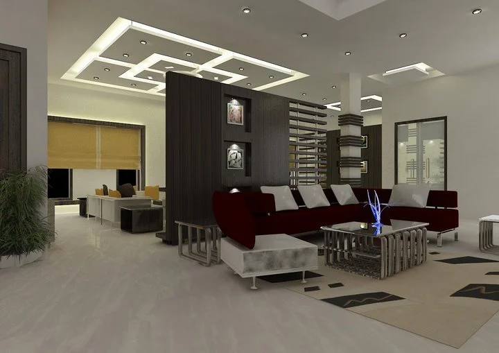 Bungalow-Puja-room-door-with-Family-room-interior-design