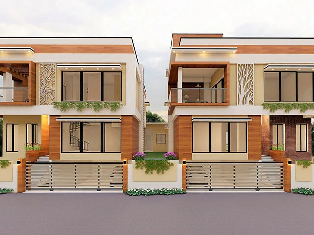 Row House Pattern Bungalows Front View
