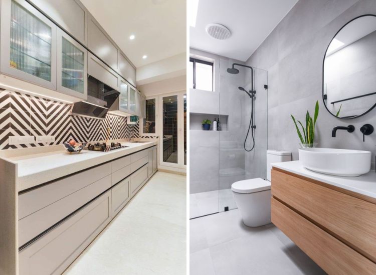 Kitchen Interior - Bathroom Interior - Step by step House construction in India - Alacritys