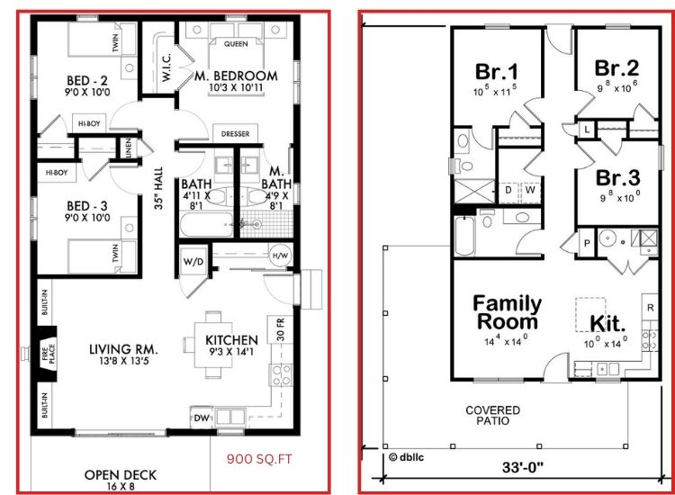 1. 900 and 1050 sq ft 3BHK