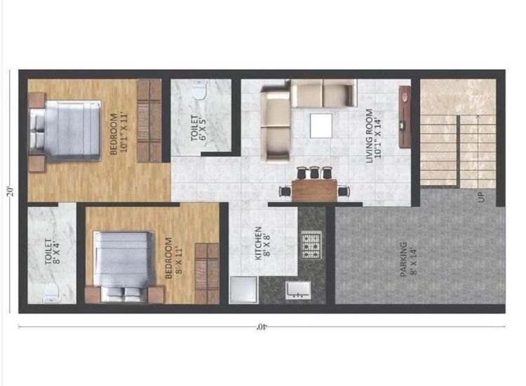 1. Ideal 2BHK Plan