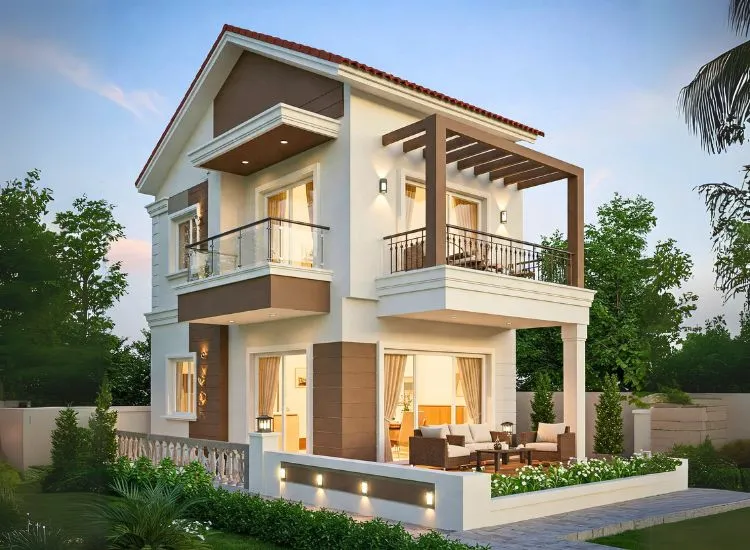 Enhance your two-floor home with a stylish balcony and terrace design! Create a functional and aesthetic outdoor space with modern elevation.