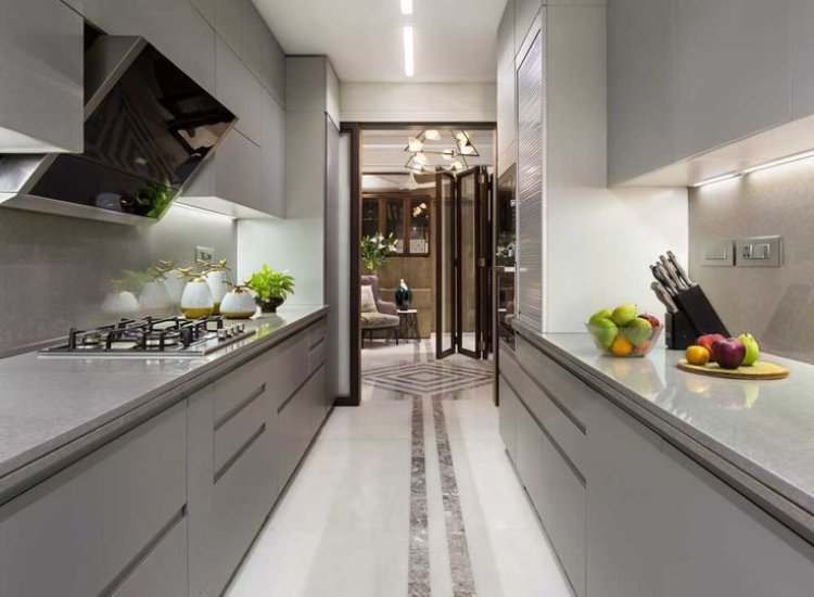 Gallery kitchen design featuring parallel cabinetry and appliances, maximizing space while ensuring a sleek and functional layout.