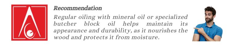 Alacritys recommends using mineral oil regluarly to maintain butcher block countetops