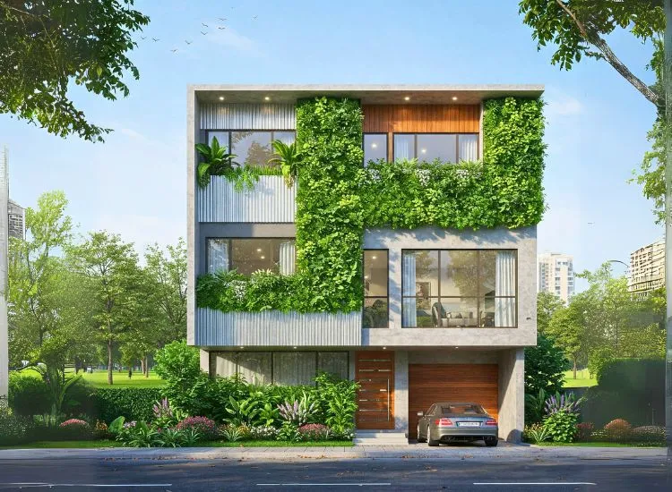 Enhance your two-floor building elevation with vertical gardens! Add greenery, improve air quality, and create a stylish, eco-friendly facade.