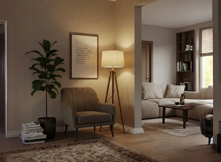 Bungalow interiors showcasing smart under-stair storage and cozy bay window seating, maximizing space with stylish, functional design.