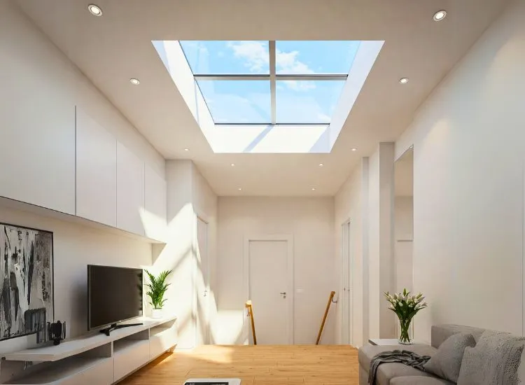 Explore 2BHK house plans with a skylight, enhancing natural illumination, energy efficiency, and a bright, airy ambiance for modern living.