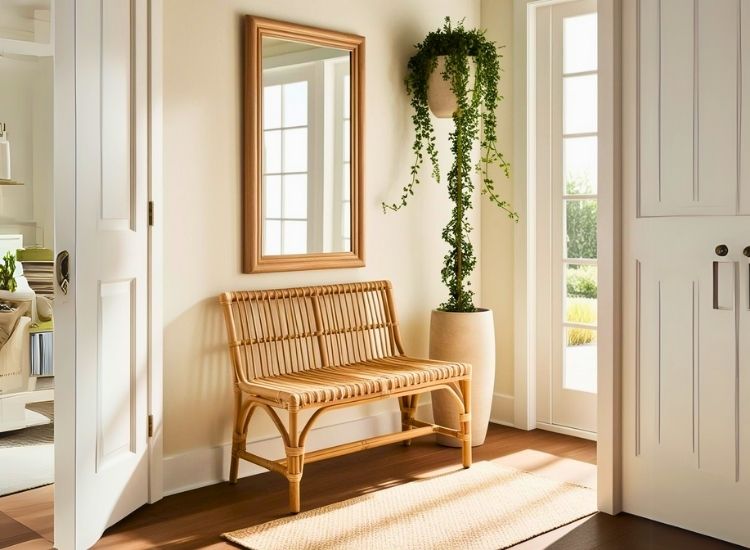 17. Cane Entryway Seat Foyer Entrance Idea
