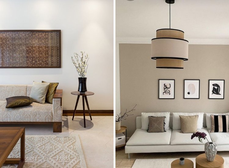 Soothing neutral wall paint colors in a living room, creating a calm backdrop that enhances natural light and complements diverse decor.