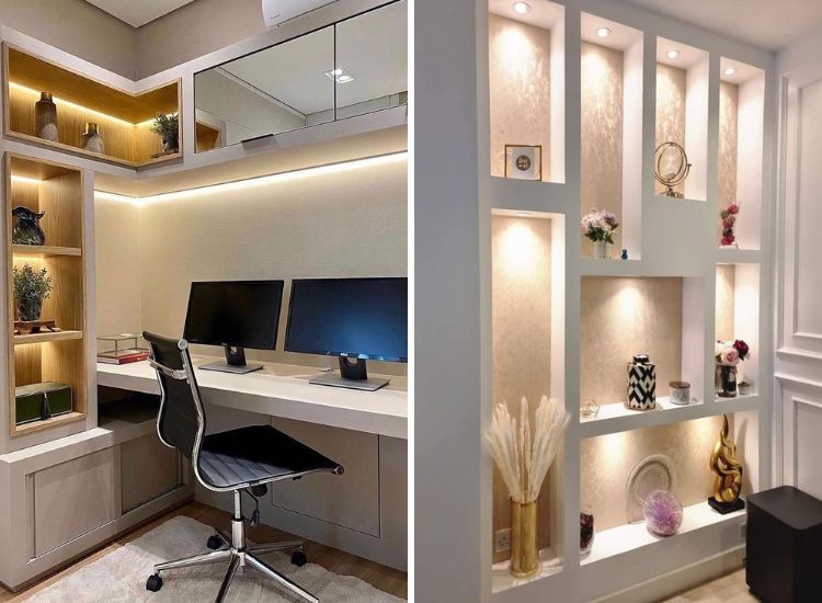 19. A Home Office Desk With Accent Lights