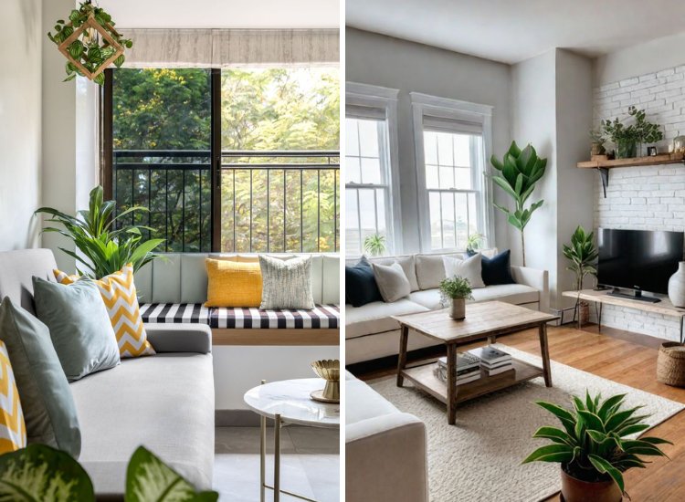 Lush indoor greenery with various houseplants, infusing the home interior with life, color, and a refreshing, natural ambiance.