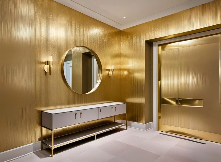 19. Metallic Wallpaper Entryway Design Ideas