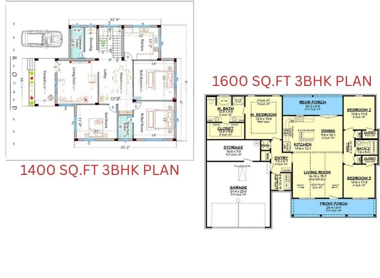 2. 1400 And 1600 sqft 3BHK