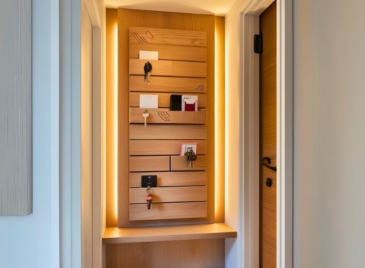 20. DIY Key Organizer Shelf Entryway Design