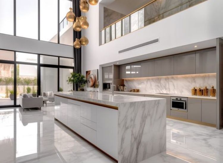 23. A Contemporary Kitchen With A Vibrant Energetic Illumination