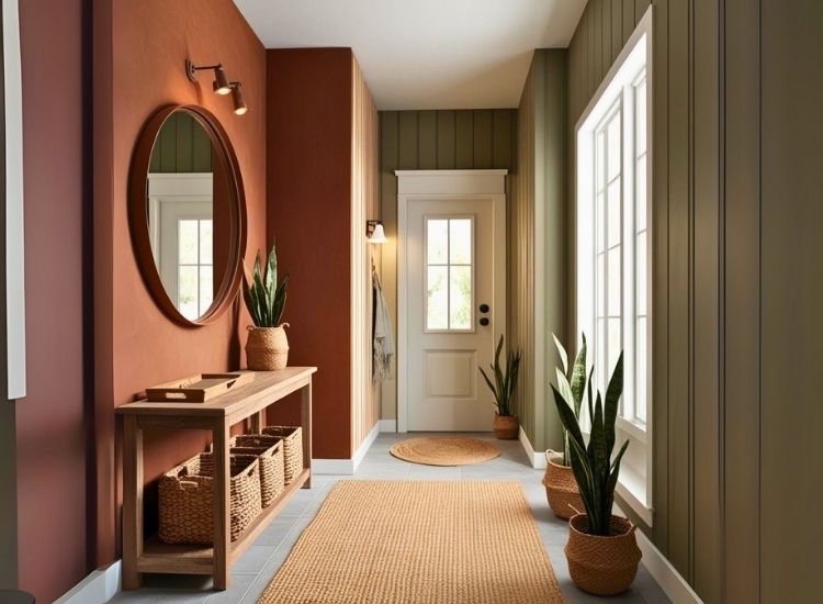 24. Earth Toned Palette for Foyer Entrance Design
