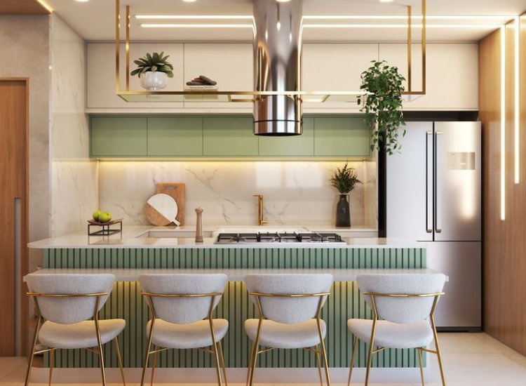 Functional and classy open kitchen design featuring seamless integration with living spaces and elegant finishes for a modern look.