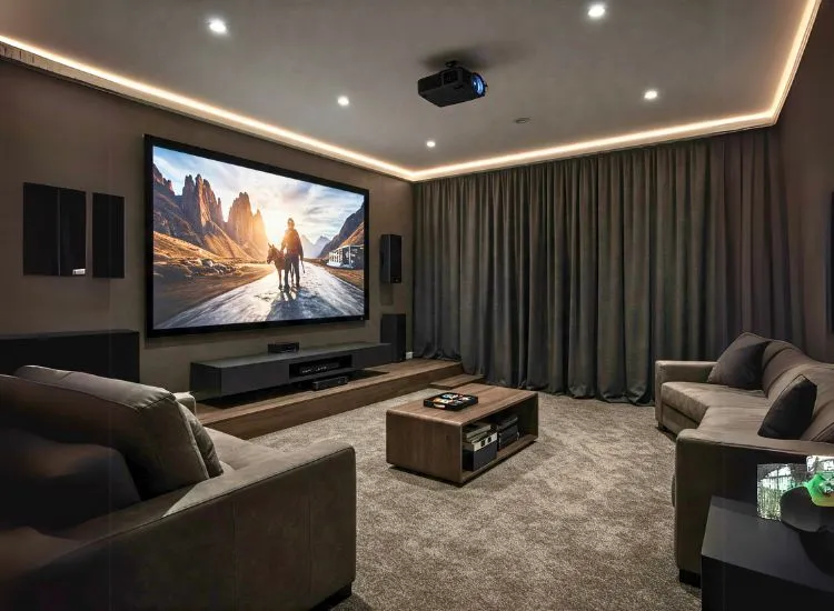Explore 2BHK house plans with a home theater, offering a modern layout, entertainment space, and smart design for a luxurious living experience.