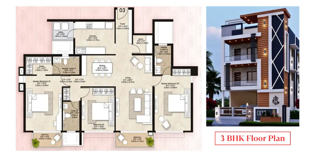 3BHK House Plan