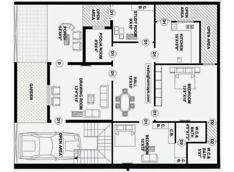 3. 2000 Sq.ft 3BHK Plan