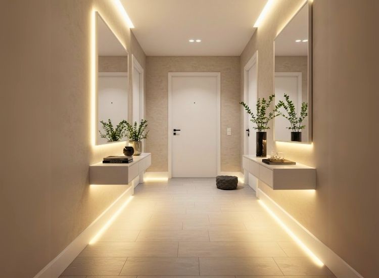 32. Lighting Strips for Entryway Zoning Ideas