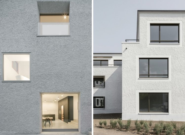 Elegant stucco finish on a home’s exterior, featuring a smooth, modern look that enhances curb appeal and architectural style.