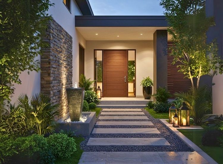 58. Water Feature for Elegant Foyer Entrance Design