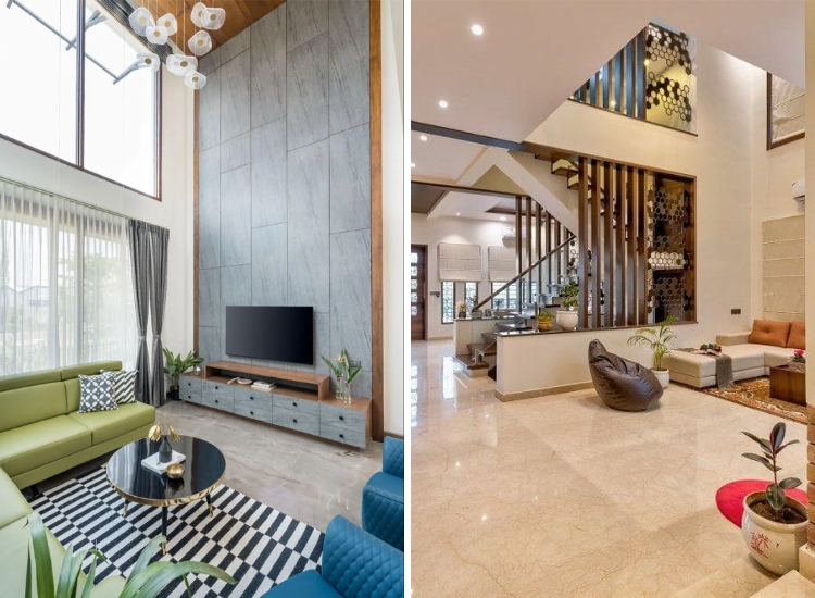 6. Double Height living room with natural and artificial lighting