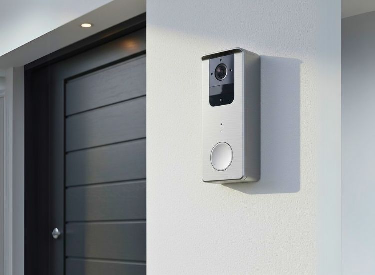 Smart bell and camera system enhancing home entrance design with modern security features, offering convenience and peace of mind for the house entrance.