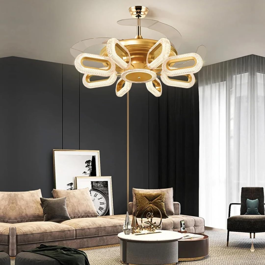 Harold Electricals Crystal Wormhole Chandelier Ceiling Fan with Remote Control