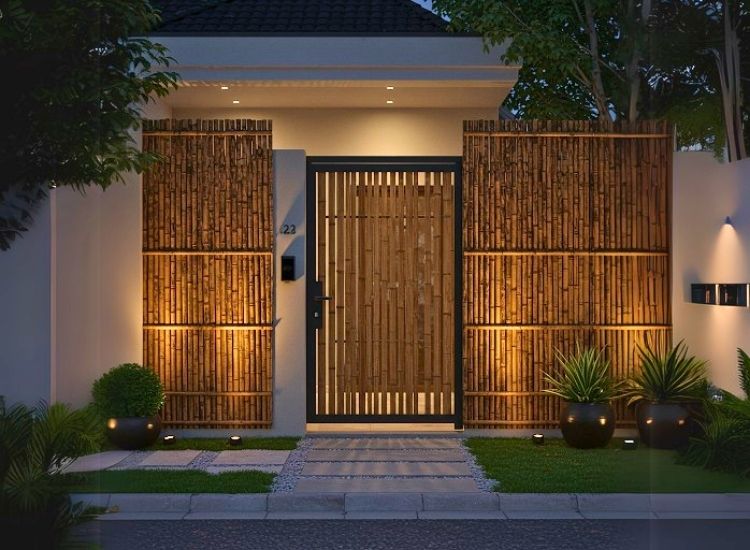 64. Bamboo Fence and Entryway Lighting