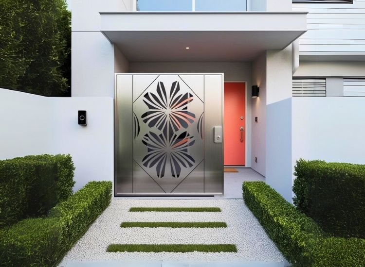 65. Geometric Cut Out Metal Gate Design