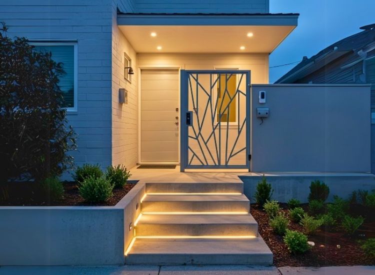 66. Concrete Steps with LED Strips Entry