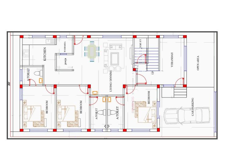 7. Large 3BHK House Plan