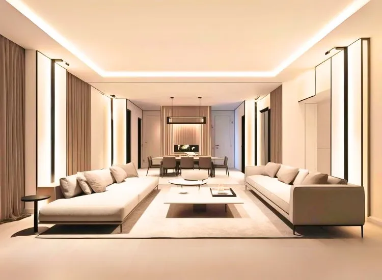 Living room design idea so luxe, even the wallpaper is too chic for words—and the mirror? Definitely a VIP.