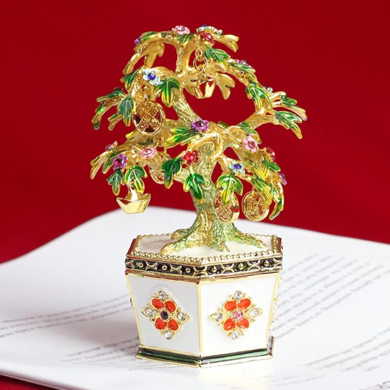 ATORSE™ Money Tree Bonsai Statue Feng Shui Decoration for Office Living Room Hallway White|Home.