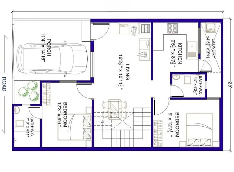Find the perfect 750 sq ft house plan, from house planning 2-bedroom to 3BHK layouts, designed for maximum space and modern aesthetics.