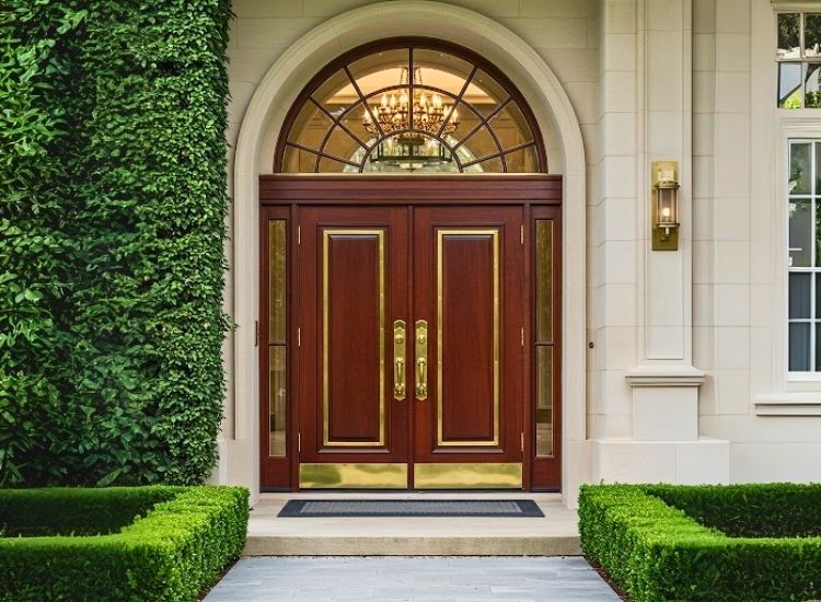 80. Main Door with Brass Accent Design