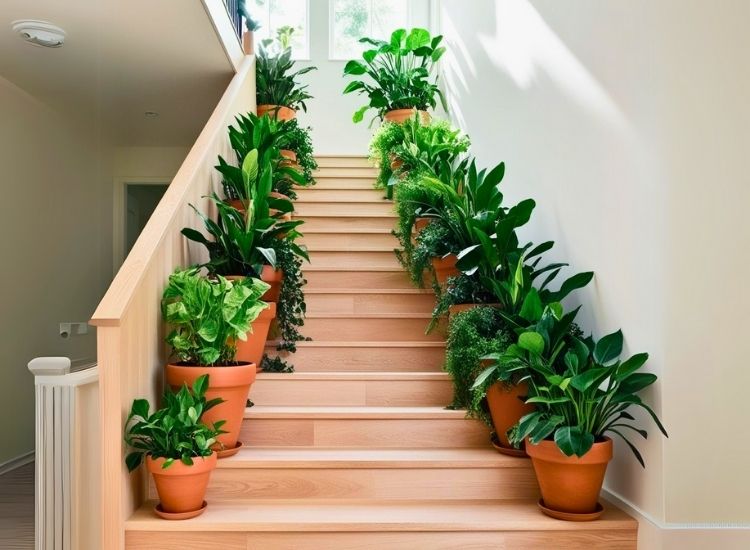 86. Planter Lined Staircase Home Entrance Design
