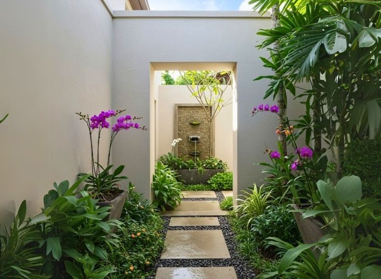 87. Small Garden Alcove House Entrance Design