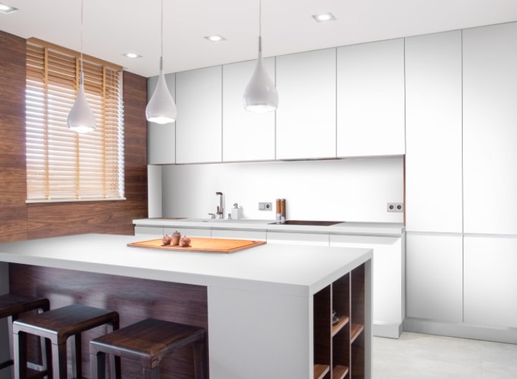 Stonelam kitchen island in a sleek and modern kitchen