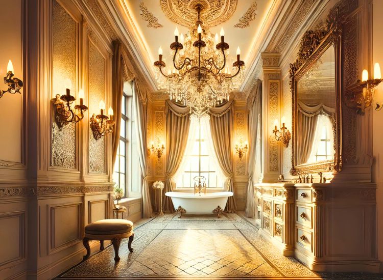 A Luxurious Traditional Bathroom Lighting Idea