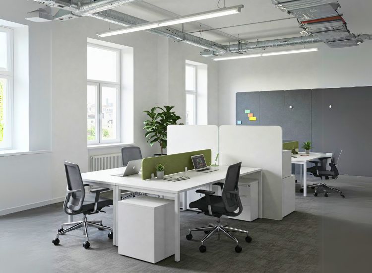 A stylish and functional small office interior design blending modern aesthetics with practical layout, showcasing smart interior design in office spaces.