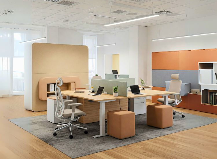 Ergonomic office interior design tailored for comfort and posture, optimizing small office interior design with functional interior design in office spaces.