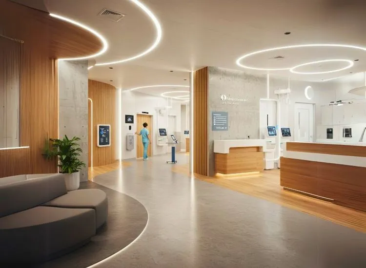The future of interior design for clinics and hospitals focuses on smart tech, sustainability, and patient-centered environments for better care and healing.